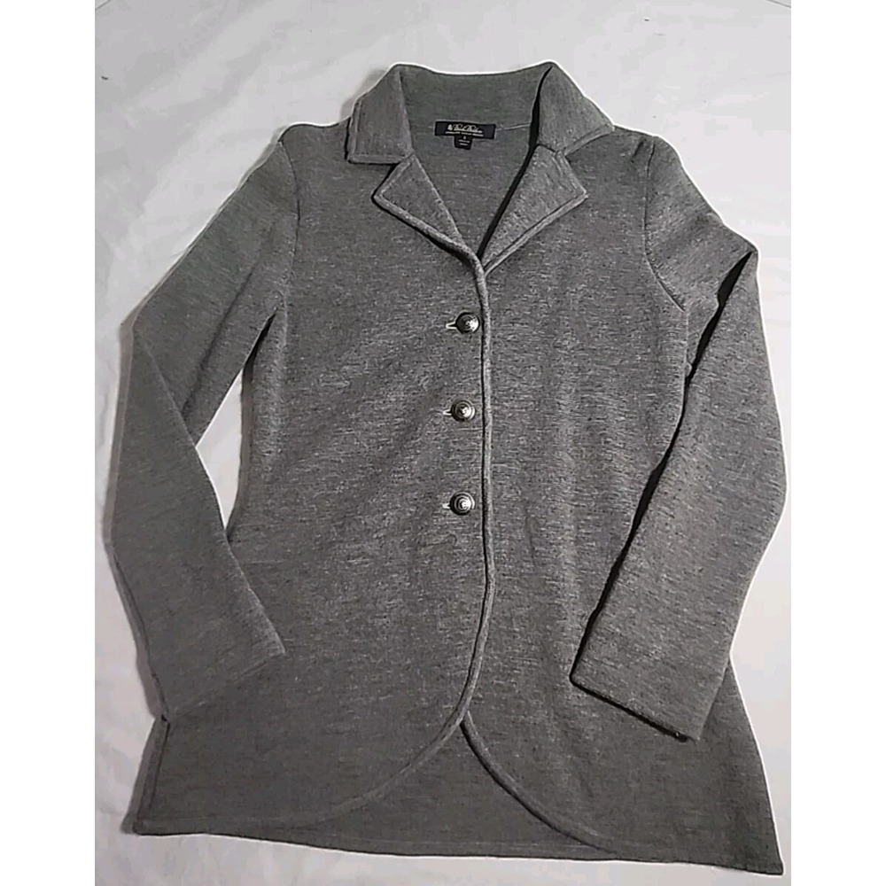 Brooks Brothers Womens 100% Merino Wool Grey 3 Button Long Cardigan Size S